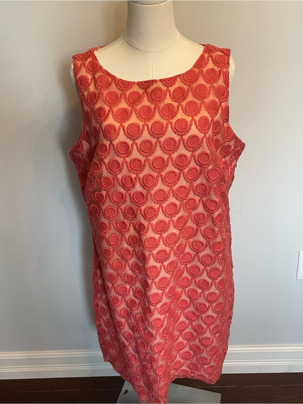 Papaya Coral Patterned Sleeveless Mini Dress